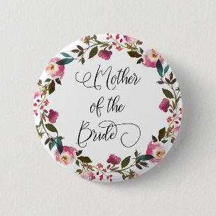 Macaron Rond 5 Cm Aquarelle Printemps Floral Mère de la mariée