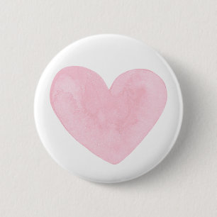 Macaron Rond 5 Cm Aquarelle rose coeur mignon. Mariage romantique
