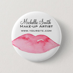 Macaron Rond 5 Cm Aquarelle rose lèvres maquillage marque