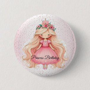 Macaron Rond 5 Cm Aquarelle rose princesse Anniversaire
