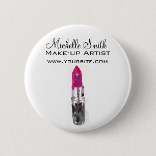 Macaron Rond 5 Cm Aquarelle rose rouge à lèvres marque maquillage