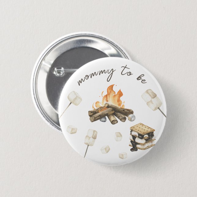 Macaron Rond 5 Cm Aquarelle S'more Baby shower - Maman à être (Devant & derrière)
