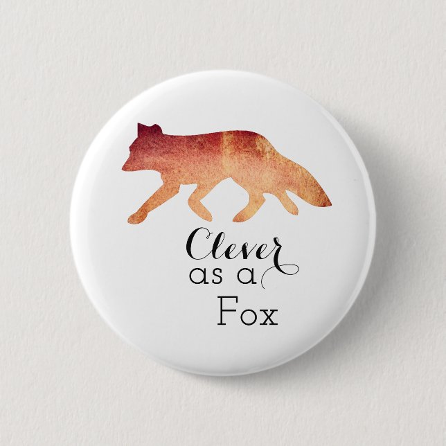 Macaron Rond 5 Cm Aquarelle typographique Fox (Devant)