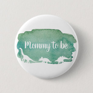 Macaron Rond 5 Cm Aquarelle verte Dinosaur Baby shower Mommy to Be