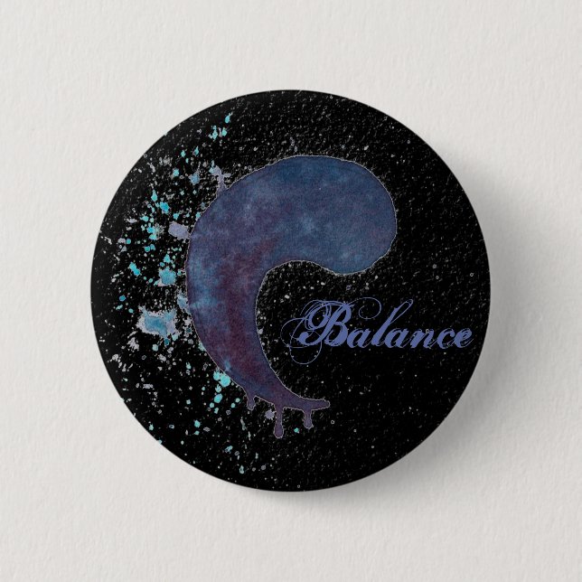 Macaron Rond 5 Cm Aquarelle Yin Yang - équilibre (Devant)