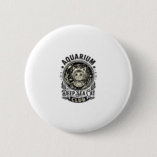 Macaron Rond 5 Cm Aquarium Chat de mer profond Graphique de chat drô