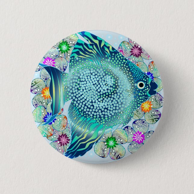 Macaron Rond 5 Cm Aquarium Marine Fish (Devant)