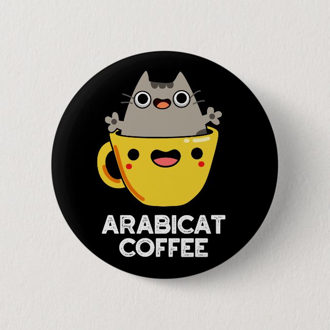 Macaron Rond 5 Cm Arabicat Coffee Funny Arabica Cat Pun Dark BG (Devant)