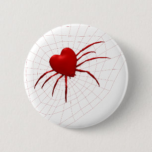 Macaron Rond 5 Cm Araignée des Coeurs rouges