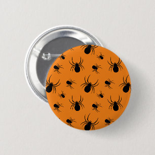 Macaron Rond 5 Cm Araignées Halloween motif noir et orange