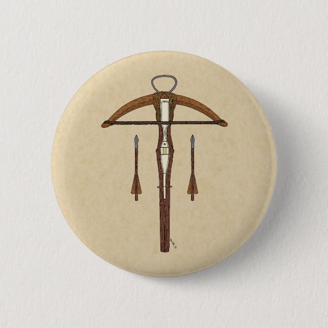 Macaron Rond 5 Cm Arbalète médiévale avec boulons (Devant)