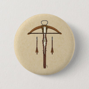 Macaron Rond 5 Cm Arbalète médiévale avec boulons