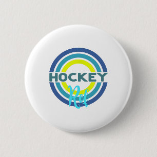 Macaron Rond 5 Cm Arbitre de hockey avec des cercles de hockey moder
