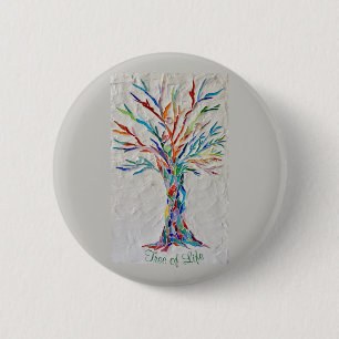 Macaron Rond 5 Cm Arbre arc-en-ciel de la vie