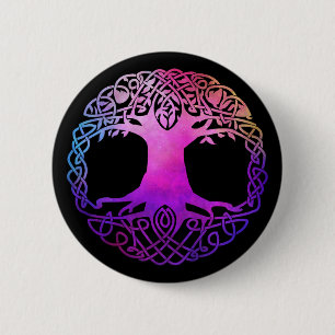 Macaron Rond 5 Cm Arbre Celtique coloré de la vie