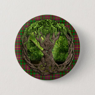 Macaron Rond 5 Cm Arbre celtique du tartan de la vie des Celts