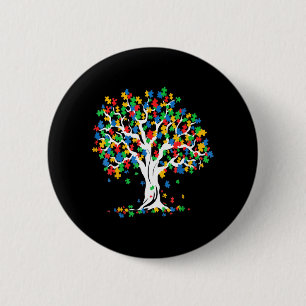 Macaron Rond 5 Cm Arbre de la Sensibilisation sur l'autisme de vie M
