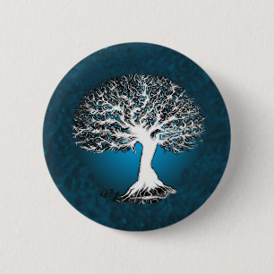 Macaron Rond 5 Cm Arbre de la vie bleu