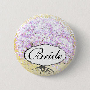 Macaron Rond 5 Cm Arbre de lavande à feuilles en cœur Mariage oiseau
