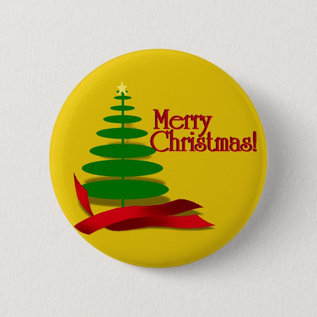 Macaron Rond 5 Cm Arbre de Noël au ruban rouge (Devant)
