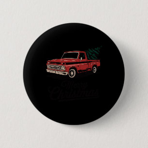 Macaron Rond 5 Cm Arbre de Noël camionnette rouge vintage Noël