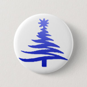 Macaron Rond 5 Cm Arbre de Noël Cobalt bleu