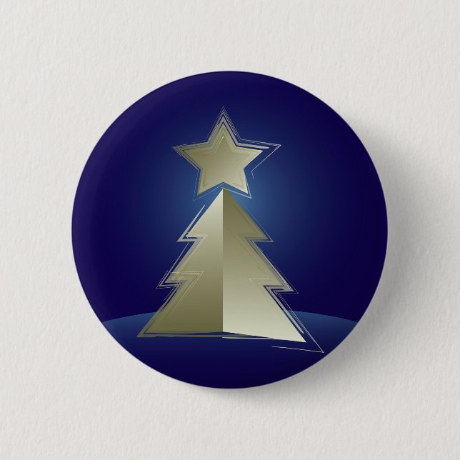 Macaron Rond 5 Cm Arbre de Noël doré (Devant)