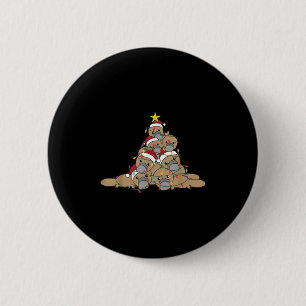 Macaron Rond 5 Cm Arbre de Noël d'ornithorynque Animaux de Noël drôl