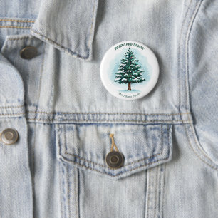 Macaron Rond 5 Cm Arbre de Noël élégant aquarelle Joyeux & Lumineux
