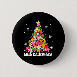 Macaron Rond 5 Cm Arbre de Noël Floral hawaïen Mele Kalikimaka Tro
