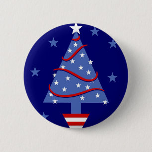 Macaron Rond 5 Cm Arbre de Noël patriotique