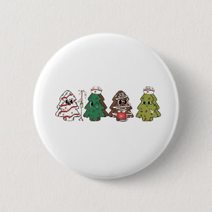 Macaron Rond 5 Cm Arbre de Noël Rétro Candy Ruban Rose Coquette