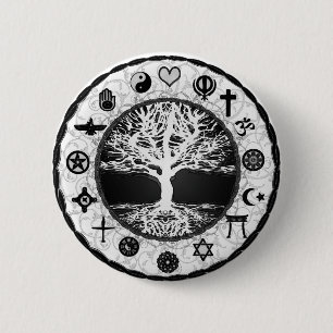 Macaron Rond 5 Cm Arbre de religions du monde de la vie