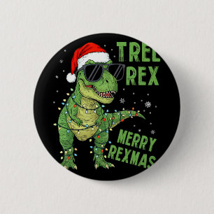 Macaron Rond 5 Cm Arbre drôle Rex Noël Dinosaure Chapeau de Père Noë