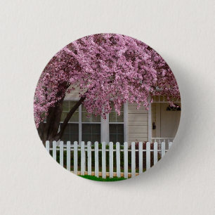 Macaron Rond 5 Cm Arbre en fleurs dans les banlieues
