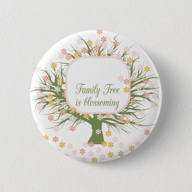 Macaron Rond 5 Cm Arbre familial en floraison (Devant)