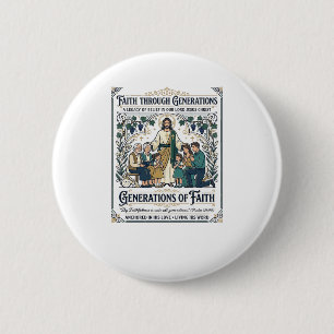 Macaron Rond 5 Cm Arbre Généalogique de Jésus Chemise Foi Basée Desi