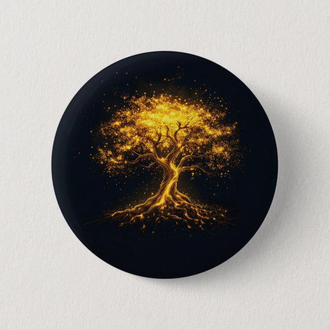 Macaron Rond 5 Cm Arbre lumineux de la vie - Mystique et Enchantant (Devant)