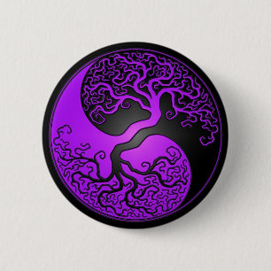 Macaron Rond 5 Cm Arbre pourpre et noir de Yin Yang