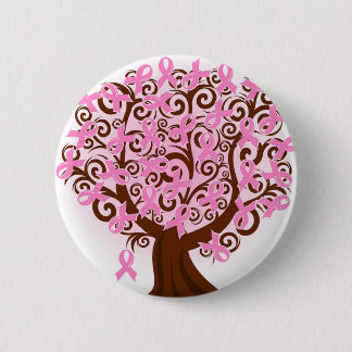 Macaron Rond 5 Cm Arbre rose de cancer du sein d'espoir