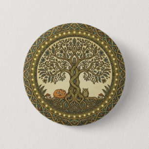 Macaron Rond 5 Cm Arbre sacré de la vie Art celtique