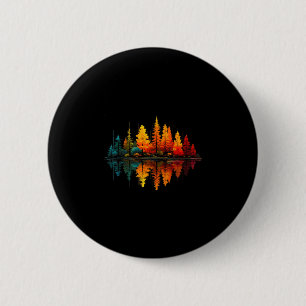 Macaron Rond 5 Cm Arbres de forêt lac réflexion faune extérieur