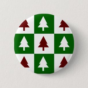 Macaron Rond 5 Cm Arbres de Noël verts et rouges