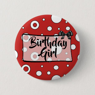 Macaron Rond 5 Cm Arc de noir de bouton de fille d'anniversaire,