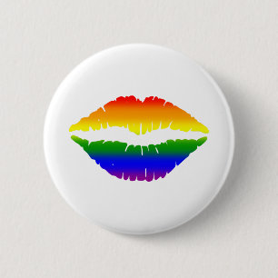 Macaron Rond 5 Cm Arc-en-ciel de lèvres de baiser de LGBTQ