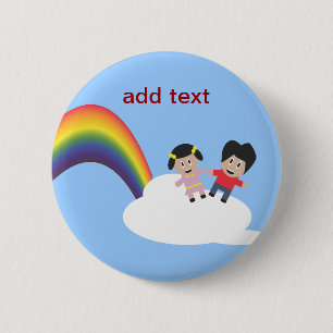 Macaron Rond 5 Cm Arc-en-ciel et bouton d'amitié de nuages