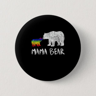 Macaron Rond 5 Cm Arc en ciel Mama Ours toujours pour l'amour Fierté