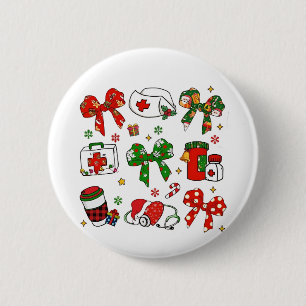 Macaron Rond 5 Cm Arc Nurses Noël Infirmerie Joyeux Xmas