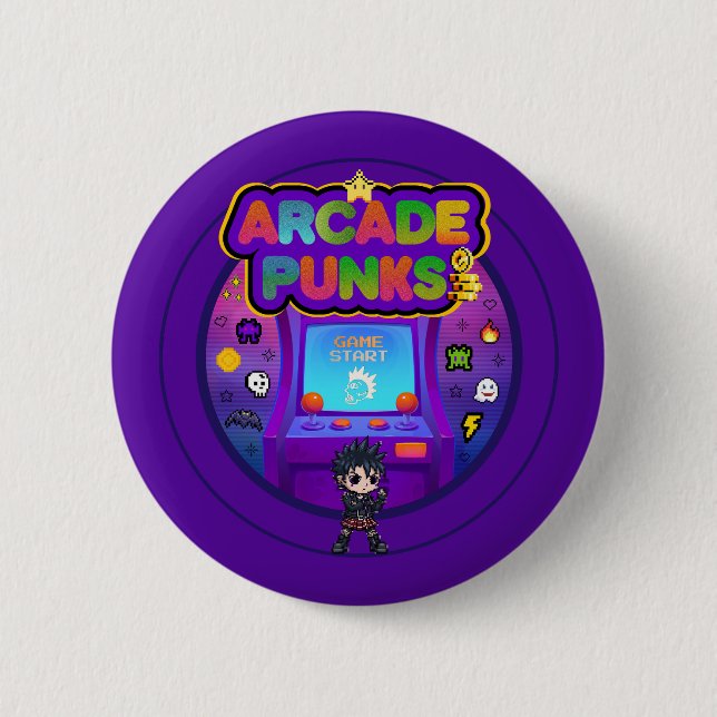 Macaron Rond 5 Cm Arcade Logo Button 2.0 (Devant)