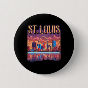Macaron Rond 5 Cm Arche de St Louis Gateway Missouri Cityscape Skyli